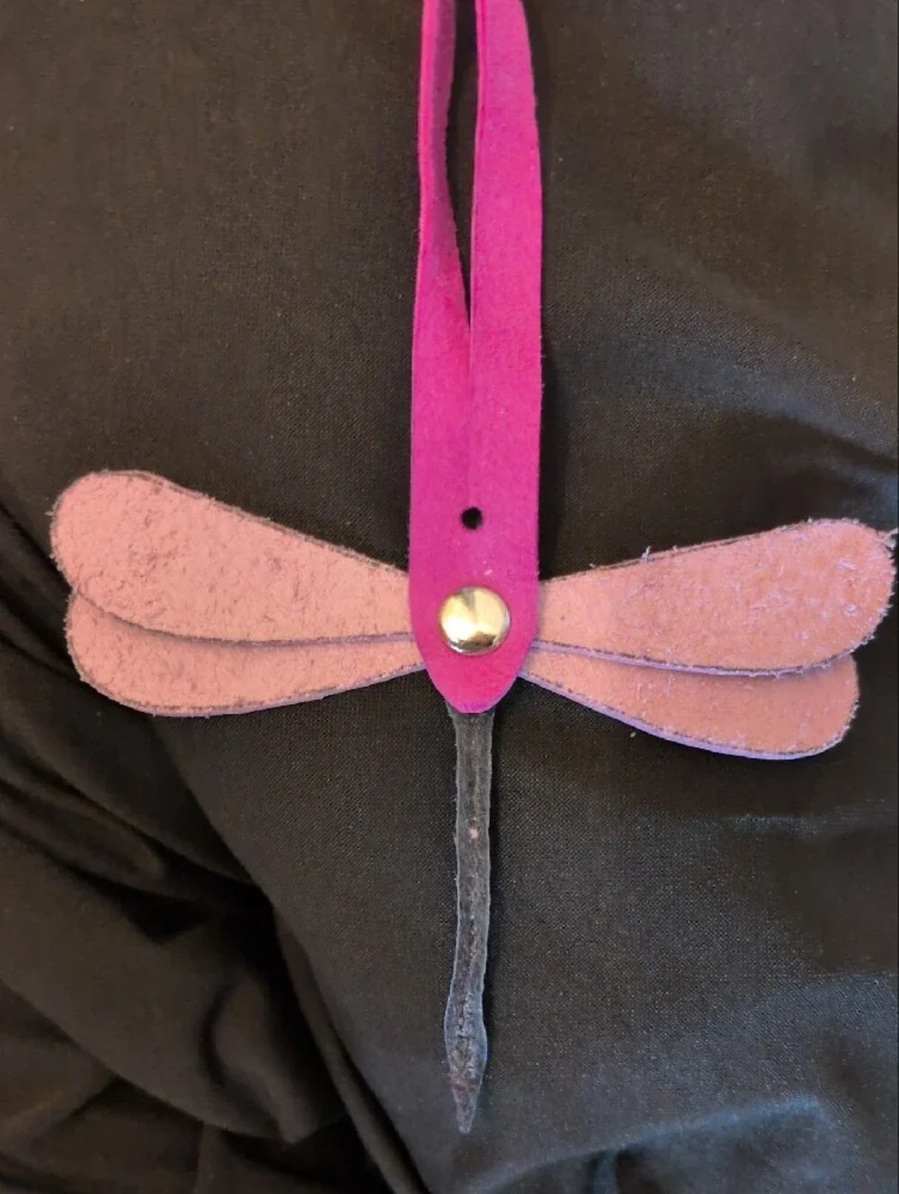 Hand Made, Leather Iridescent Dragonfly Bag Charm